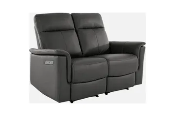 Sofa 2-seter Southbrook Grå, PU/tre/metall, Elektrisk recliner