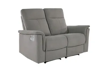 Sofa 2-seter Southbrook Lys grå, Stoff/tre/metall, Elektrisk recliner