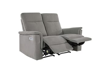 Sofa 2-seter Southbrook Lys grå, Stoff/tre/metall, Elektrisk recliner - Lys grå, Stoff/tre/metall, Elektrisk recliner - Møbler - Sofaer - Reclinersofaer - 2 seters kinosofa & reclinersofa