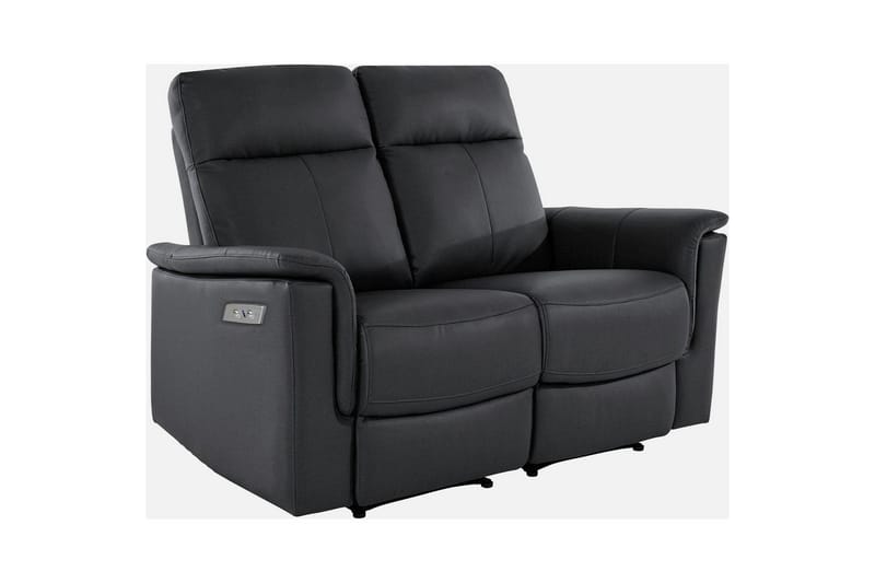 Sofa 2-seter Southbrook Svart, Ekte skinn/PU/Tre/Metall, Elektrisk recliner - Svart, Ekte skinn/PU/Tre/Metall, Elektrisk recliner - Møbler - Sofaer - Reclinersofaer - 2 seters kinosofa & reclinersofa