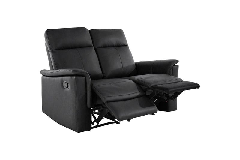 Sofa 2-seter Southbrook Svart, Ekte skinn/PU/Tre/Metall, Manuell hvilestol - Svart, Ekte skinn/PU/Tre/Metall, Manuell hvilestol - Møbler - Sofaer - Reclinersofaer - 2 seters kinosofa & reclinersofa
