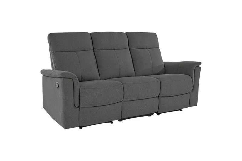 Sofa 3-seter Southbrook Antrasitt, Stoff/tre/metall, Manuell hvilestol, Antrasitt, Stoff/tre/metall, Manuell hvilestol