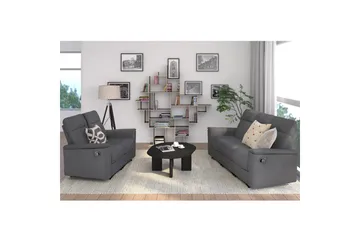 Sofa 3-seter Southbrook Antrasitt, Stoff/tre/metall, Manuell hvilestol - Antrasitt, Stoff/tre/metall, Manuell hvilestol - Møbler - Sofaer - Reclinersofaer - 3 seters kinosofa & reclinersofa