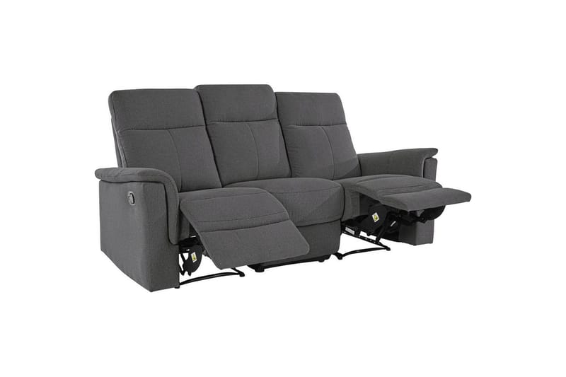 Sofa 3-seter Southbrook Antrasitt, Stoff/tre/metall, Manuell hvilestol - Antrasitt, Stoff/tre/metall, Manuell hvilestol - Møbler - Sofaer - Reclinersofaer - 3 seters kinosofa & reclinersofa