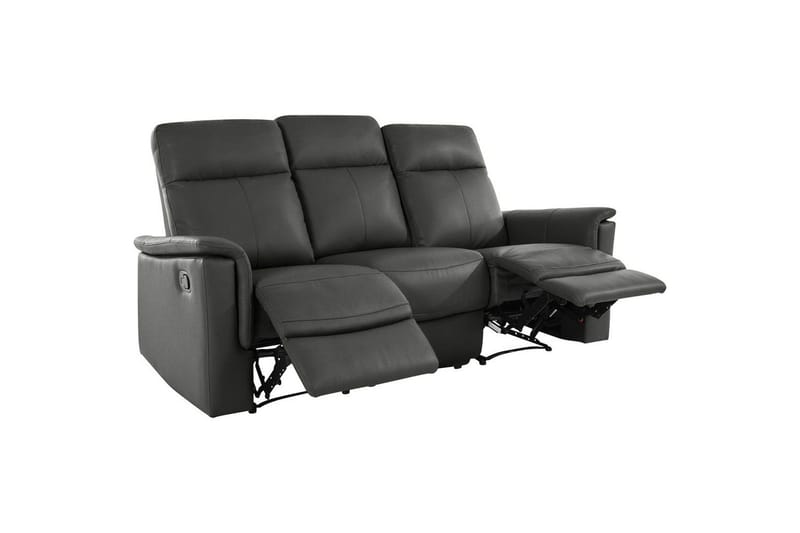 Sofa 3-seter Southbrook Grå, PU/tre/metall, Manuell hvilestol - Grå, PU/tre/metall, Manuell hvilestol - Møbler - Sofaer - Reclinersofaer