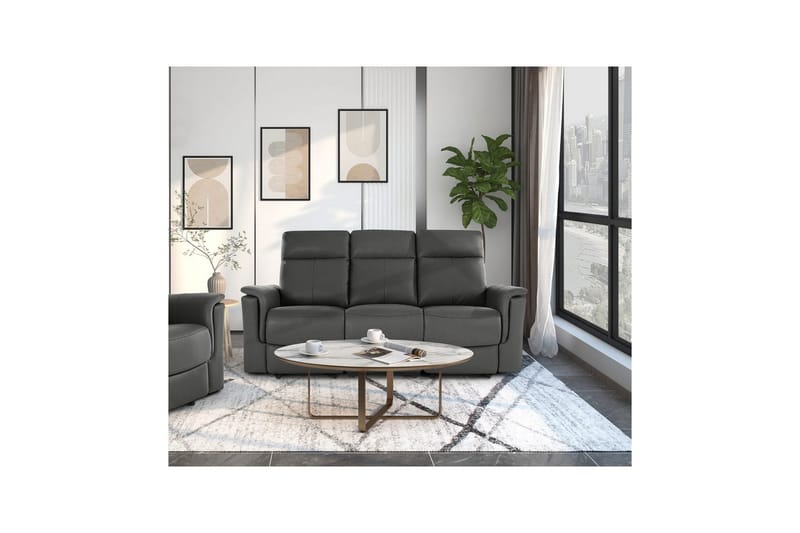 Sofa 3-seter Southbrook Grå, PU/tre/metall, Elektrisk recliner - Grå, PU/tre/metall, Elektrisk recliner - Møbler - Sofaer - Reclinersofaer - 3 seters kinosofa & reclinersofa