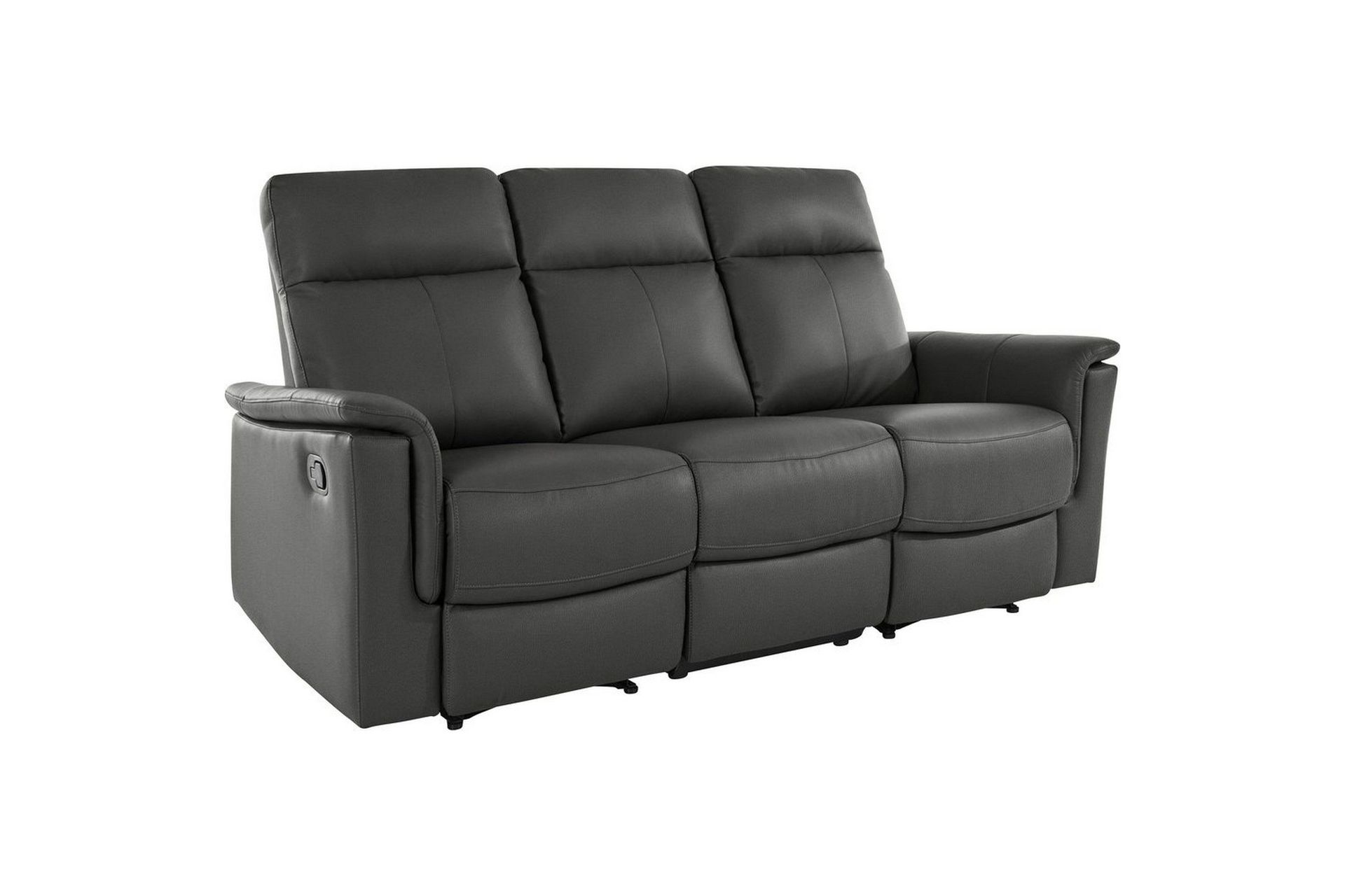 Sofa 3-seter Southbrook Grå, PU/tre/metall, Manuell hvilestol - Grå, PU/tre/metall, Manuell hvilestol