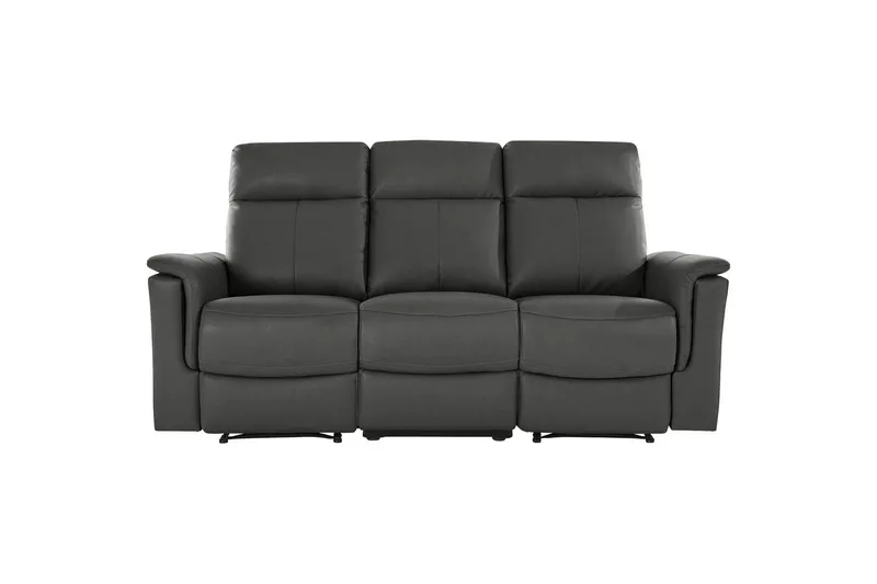 Sofa 3-seter Southbrook Grå, PU/tre/metall, Manuell hvilestol - Grå, PU/tre/metall, Manuell hvilestol - Møbler - Sofaer - Reclinersofaer