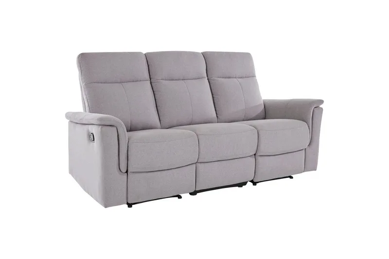 Sofa 3-seter Southbrook Lys grå, Stoff/tre/metall, Manuell hvilestol, Lys grå, Stoff/tre/metall, Manuell hvilestol