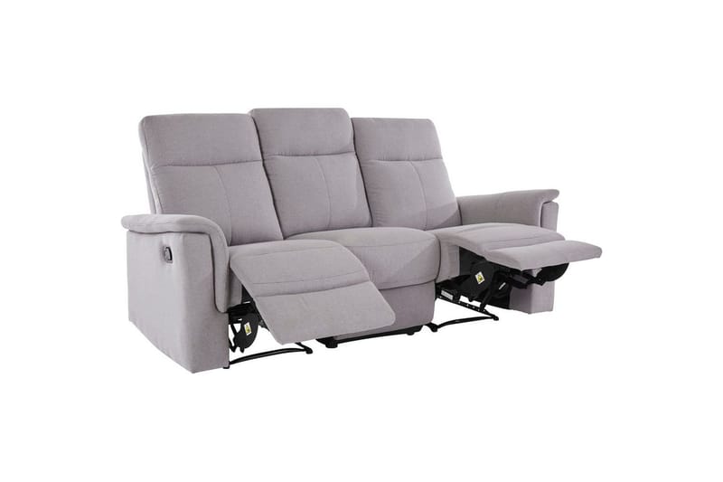 Sofa 3-seter Southbrook Lys grå, Stoff/tre/metall, Manuell hvilestol - Lys grå, Stoff/tre/metall, Manuell hvilestol - Møbler - Sofaer - Reclinersofaer - 3 seters kinosofa & reclinersofa