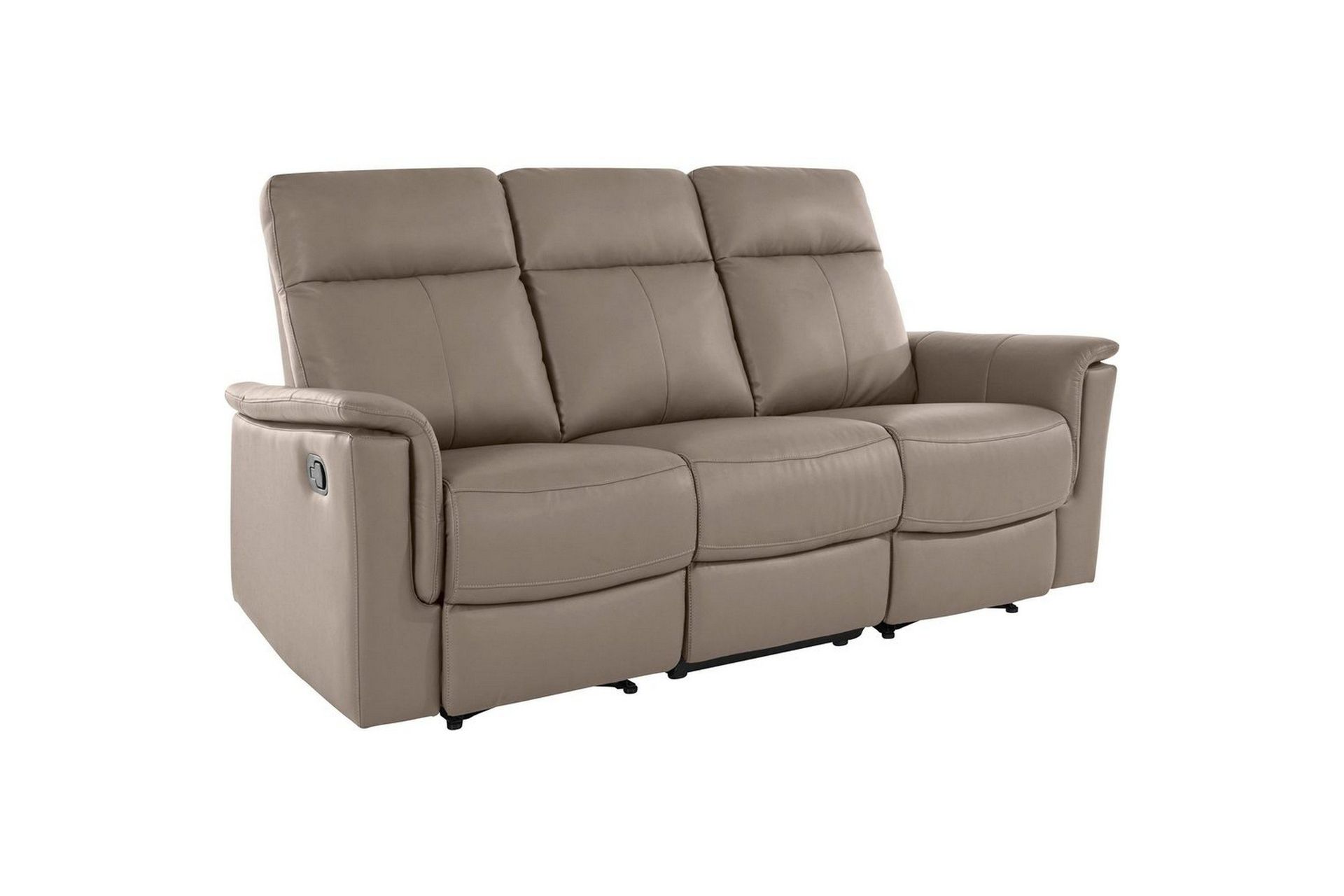 Sofa 3-seter Southbrook Lys grå, PU/tre/metall, Manuell hvilestol - Lys grå, PU/tre/metall, Manuell hvilestol
