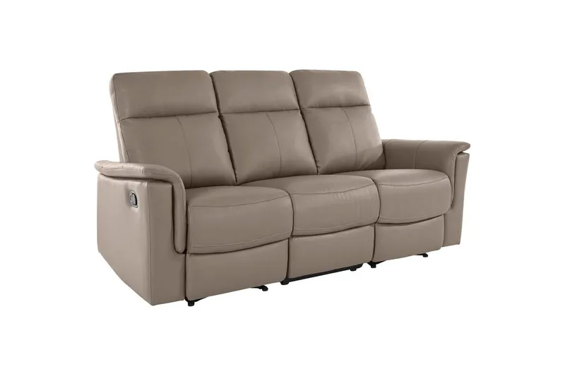 Sofa 3-seter Southbrook Lys grå, PU/tre/metall, Manuell hvilestol, Lys grå, PU/tre/metall, Manuell hvilestol