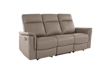 Sofa 3-seter Southbrook Lys grå, PU/tre/metall, Manuell hvilestol