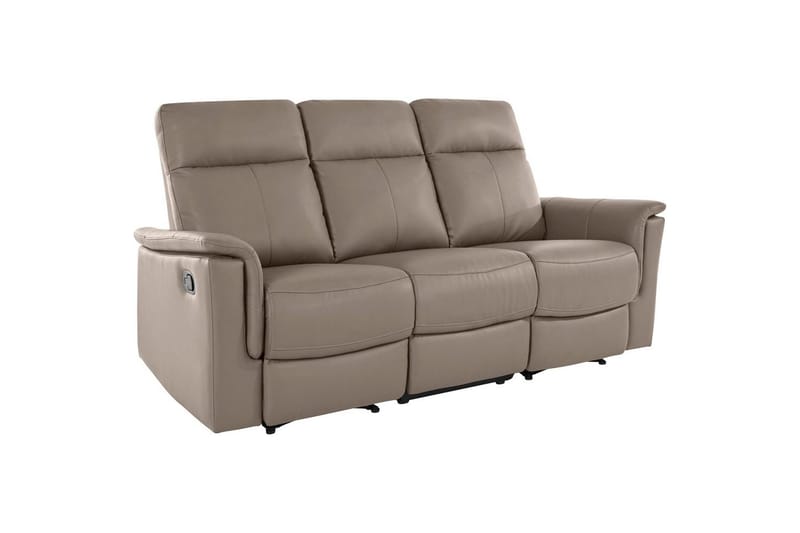 Sofa 3-seter Southbrook Lys grå, PU/tre/metall, Manuell hvilestol - Lys grå, PU/tre/metall, Manuell hvilestol - Møbler - Sofaer - Reclinersofaer - 3 seters kinosofa & reclinersofa