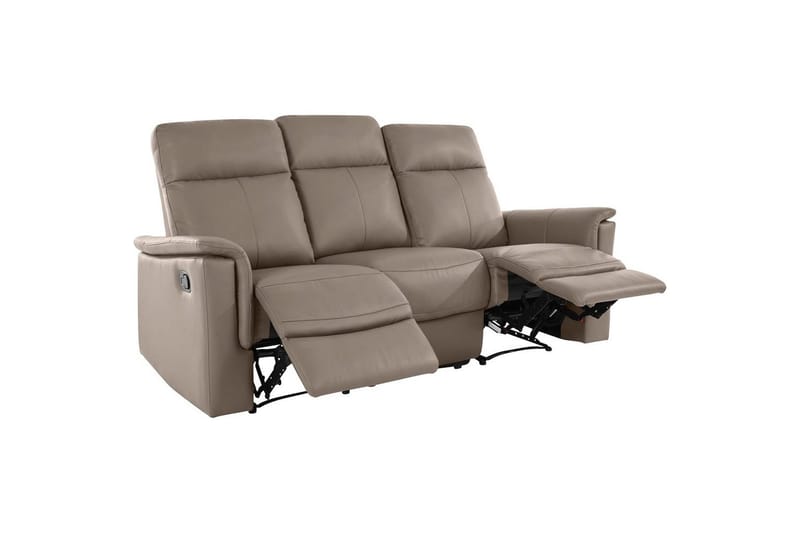 Sofa 3-seter Southbrook Lys grå, PU/tre/metall, Manuell hvilestol - Lys grå, PU/tre/metall, Manuell hvilestol - Møbler - Sofaer - Reclinersofaer - 3 seters kinosofa & reclinersofa