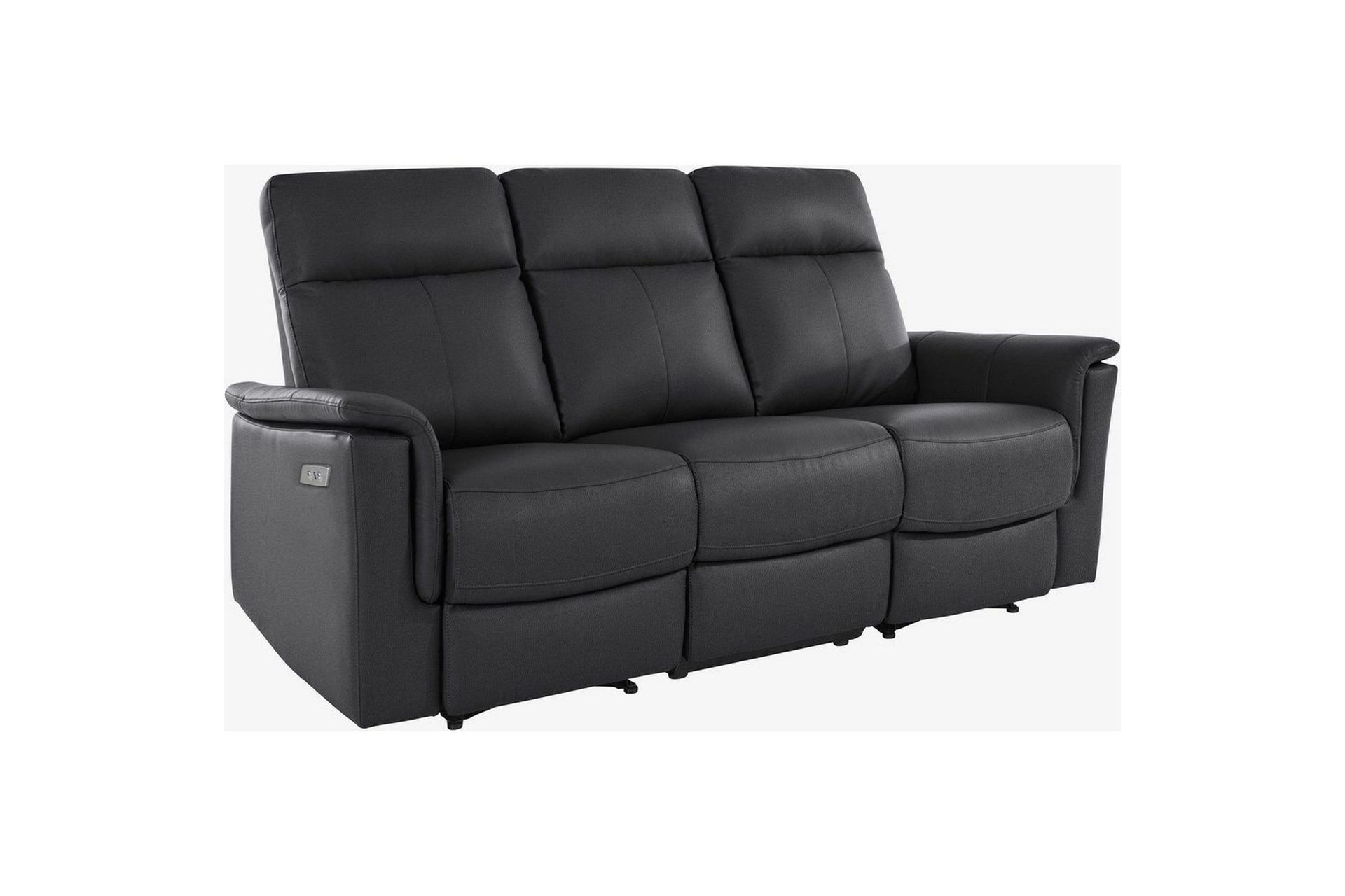 Sofa 3-seter Southbrook Svart, Ekte skinn/PU/Tre/Metall, Elektrisk recliner - Svart, Ekte skinn/PU/Tre/Metall, Elektrisk recliner