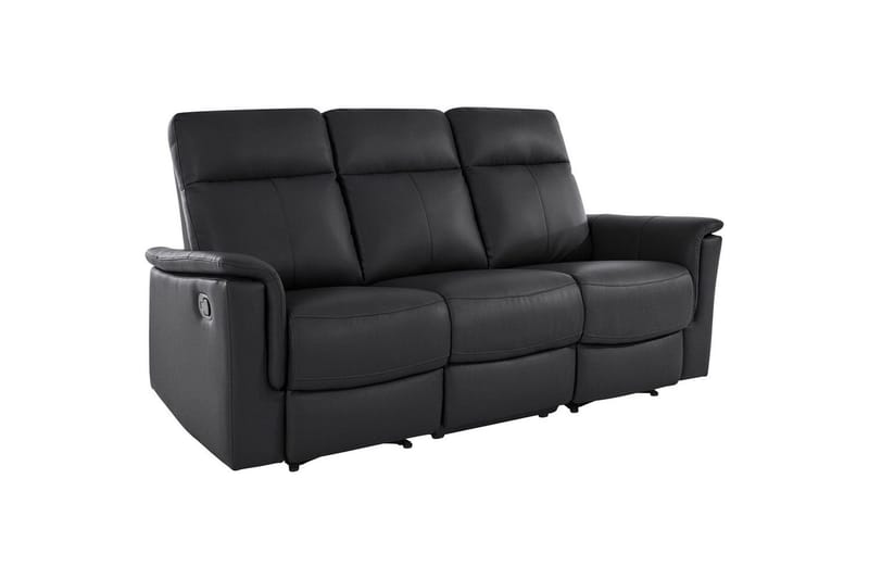 Sofa 3-seter Southbrook Svart, Lær/PU/Tre/Metall, Manuell hvilestol - Svart, Lær/PU/Tre/Metall, Manuell hvilestol - Møbler - Sofaer - Reclinersofaer - 3 seters kinosofa & reclinersofa