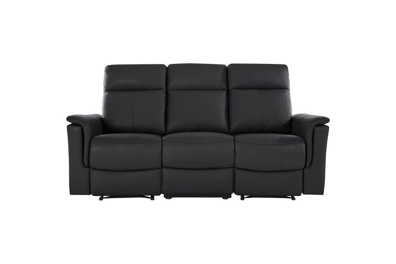 Sofa 3-seter Southbrook Svart, Lær/PU/Tre/Metall, Manuell hvilestol - Svart, Lær/PU/Tre/Metall, Manuell hvilestol - Møbler - Sofaer - Reclinersofaer - 3 seters kinosofa & reclinersofa