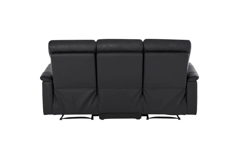 Sofa 3-seter Southbrook Svart, Lær/PU/Tre/Metall, Manuell hvilestol - Svart, Lær/PU/Tre/Metall, Manuell hvilestol - Møbler - Sofaer - Reclinersofaer - 3 seters kinosofa & reclinersofa