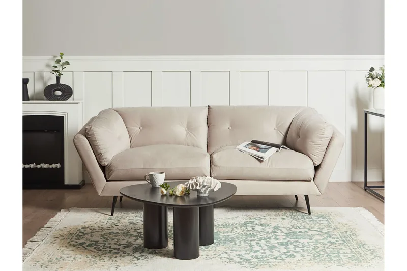 Lenvik Sofa 3-seter - Beige/Svart - Møbler - Sofaer - Fløyel sofaer