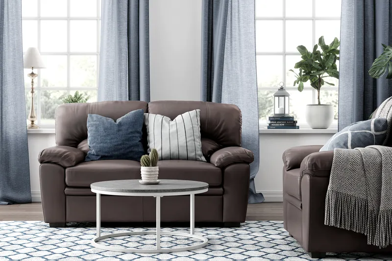 Lindby 2-seters sofa i kunstskinn - Brun - Møbler - Sofaer - Skinnsofaer