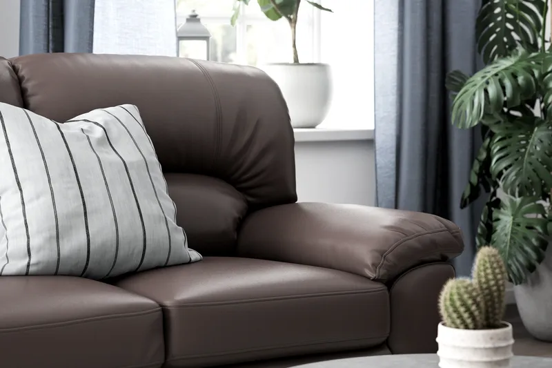 Lindby 2-seters sofa i kunstskinn - Brun - Møbler - Sofaer - Skinnsofaer