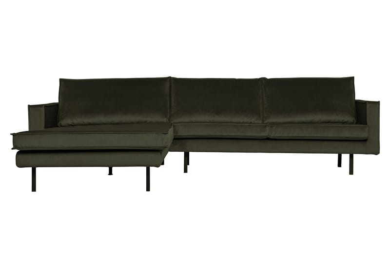 Lissbon 3-seter Venstrevendt L-formet Sofa med Sjeselong 300 cm i Fløyel, Grønn