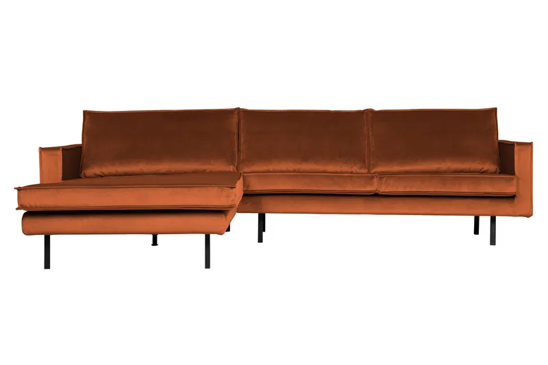 Lissbon 3-seter Venstrevendt L-formet Sofa med Sjeselong 300 cm i Fløyel, Rød