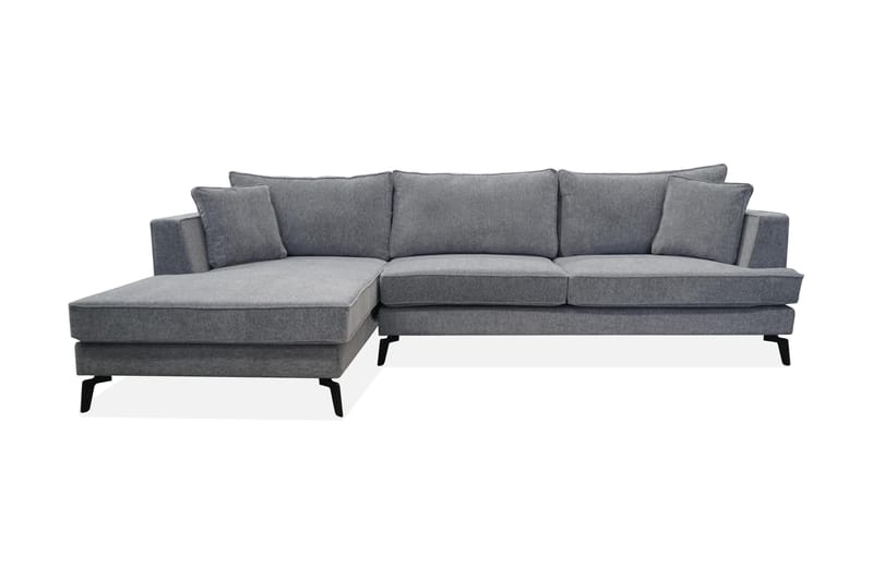 Llopiz Divansofa - Mørkegrå - Sofa med sjeselong - 4 seters sofa med divan