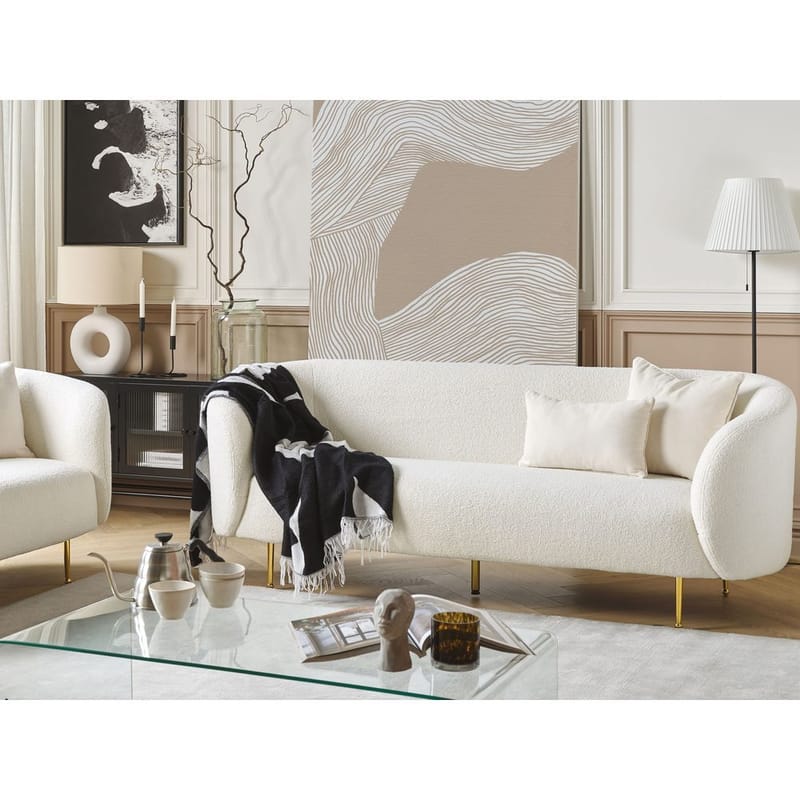 Loen 3-seter Buet Sofa i Bouclé - Offwhite - Møbler - Sofaer - Sofa 3 seter
