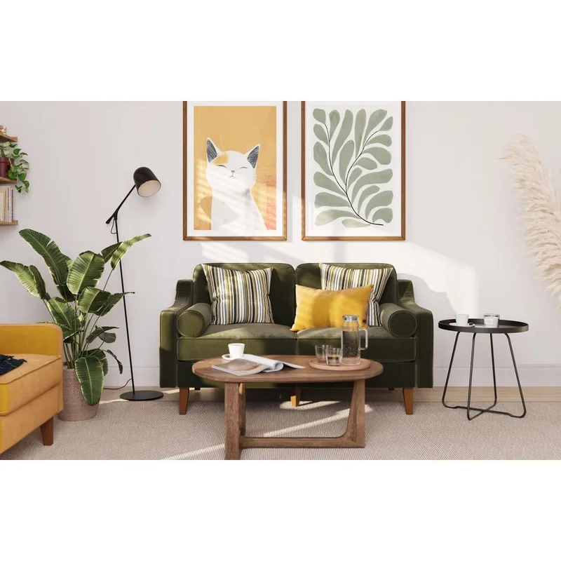 Lorvas 2-seters sofa - Brun/Olivengrønn - Møbler - Sofaer - Fløyel sofaer