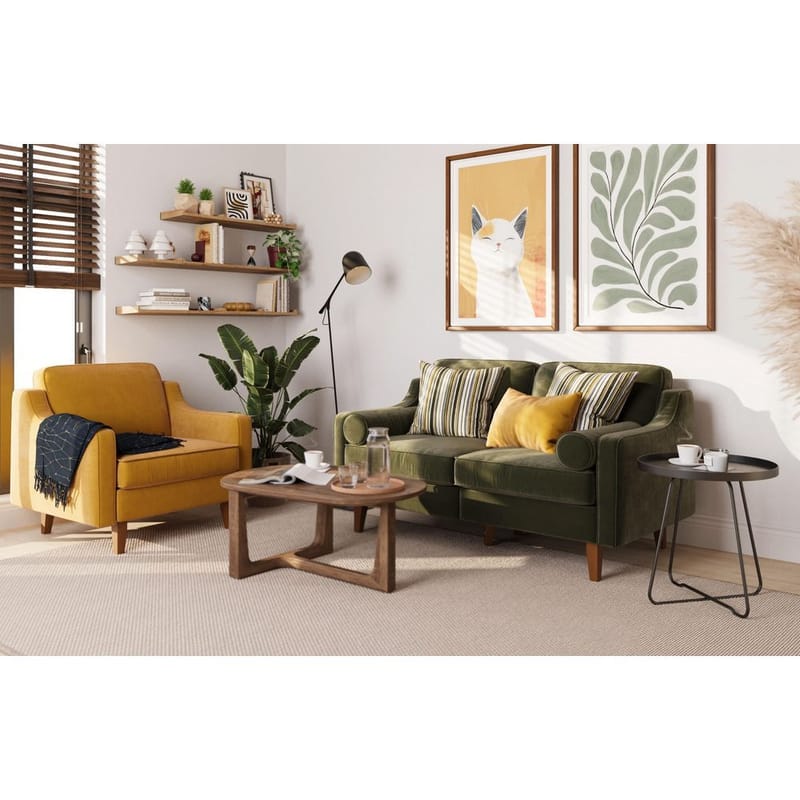 Lorvas 2-seters sofa - Brun/Olivengrønn - Møbler - Sofaer - Fløyel sofaer