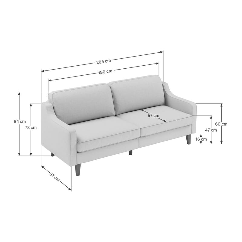 Lorvas 3-seter Dyp Sofa med Buede Armlener i Stoff - Gul - Møbler - Sofaer - Sofa 3 seter
