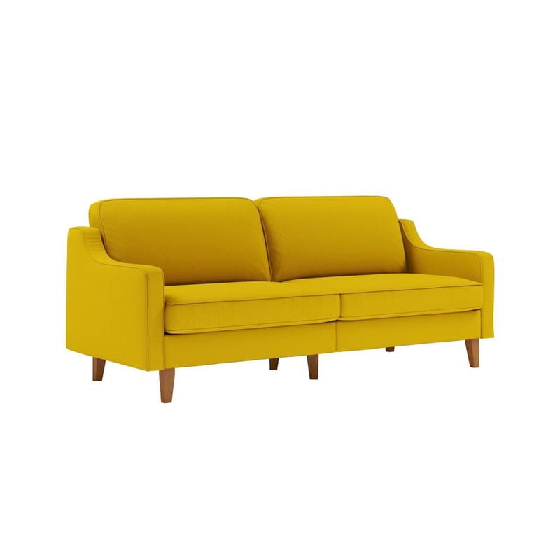 Lorvas 3-seter Dyp Sofa med Buede Armlener i Stoff, Gul