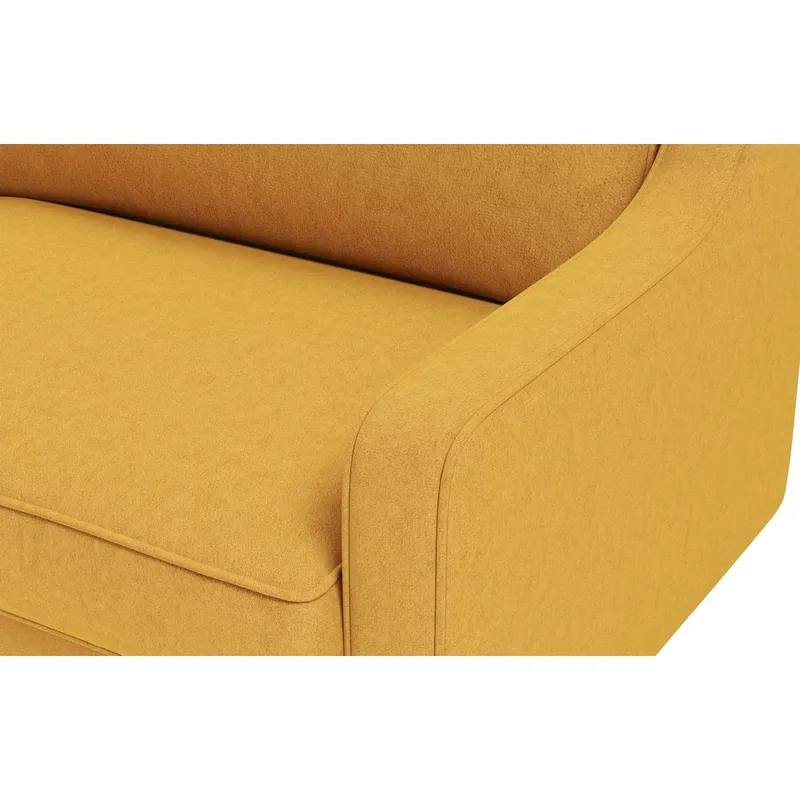 Lorvas 3-seter Dyp Sofa med Buede Armlener i Stoff med Trebein - Sennepsgul - Møbler - Sofaer - Fløyel sofaer
