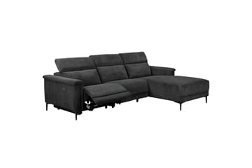 Lund 3-seter Høyrevendt Hjørnesofa med Recliner og Sjeselong i Kordfløyel - Grå - Møbler - Sofaer - Reclinersofaer