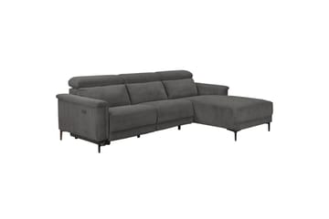 Lund 3-seter Høyrevendt Hjørnesofa med Recliner og Sjeselong i Kordfløyel - Grå - Møbler - Sofaer - Reclinersofaer