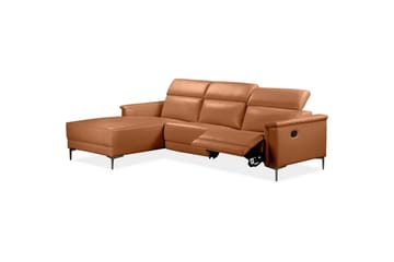 Lund 3-seter Høyrevendt Hjørnesofa med Recliner og Sjeselong i Kunstlær - Brun - Møbler - Sofaer - Skinnsofaer