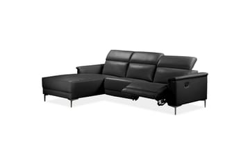 Lund 3-seter Venstrevendt Hjørnesofa med Recliner og Sjeselong i Kunstlær - Svart - Møbler - Sofaer - Skinnsofaer