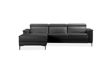 Lund 3-seter Venstrevendt Hjørnesofa med Recliner og Sjeselong i Kunstlær - Svart - Møbler - Sofaer - Skinnsofaer