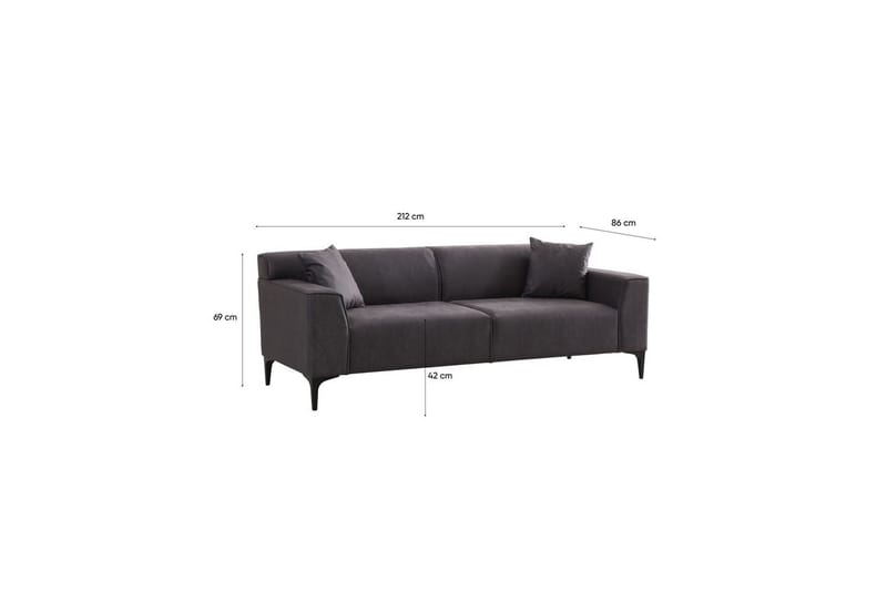 Malpani Sofa 3-sits - Antrasitt - Møbler - Sofaer - Sofa 3 seter