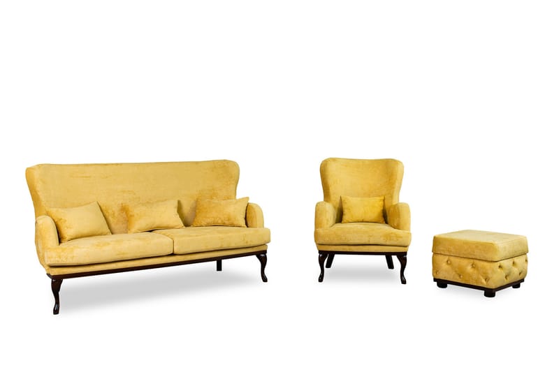 Mattias 3-seters Sofa Fløyel - Gul - Møbler - Sofaer - Sofa 3 seter