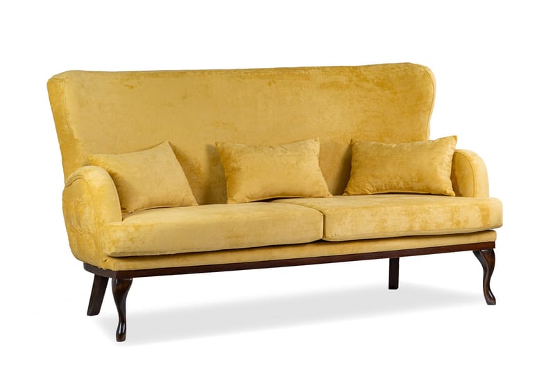 Mattias 3-seters Sofa Fløyel - Gul - Møbler - Sofaer - Sofa 3 seter