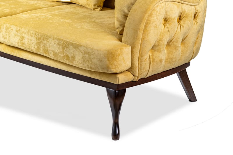 Mattias 3-seters Sofa Fløyel - Gul - Møbler - Sofaer - Sofa 3 seter