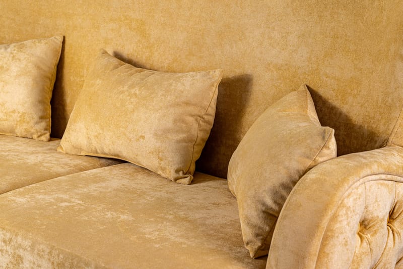 Mattias 3-seters Sofa Fløyel - Gul - Møbler - Sofaer - Sofa 3 seter