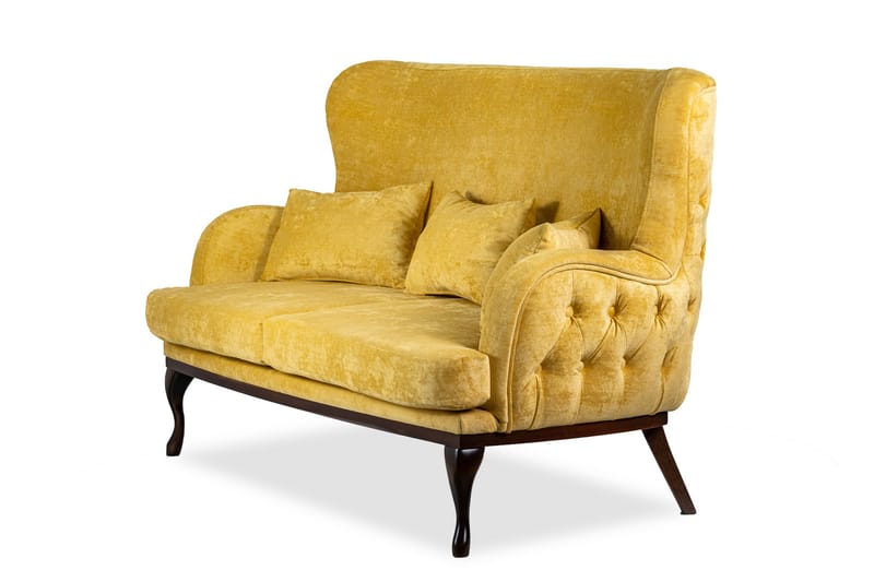 Mattias 3-seters Sofa Fløyel - Gul - Møbler - Sofaer - Sofa 3 seter