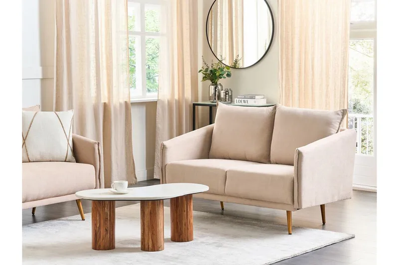 Maurana Sofa 2-seter - Beige/Gull - Møbler - Sofaer - Fløyel sofaer