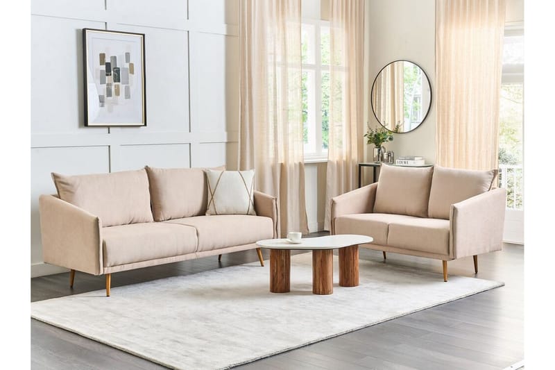 Maurana Sofa 2-seter - Beige/Gull - Møbler - Sofaer - Fløyel sofaer