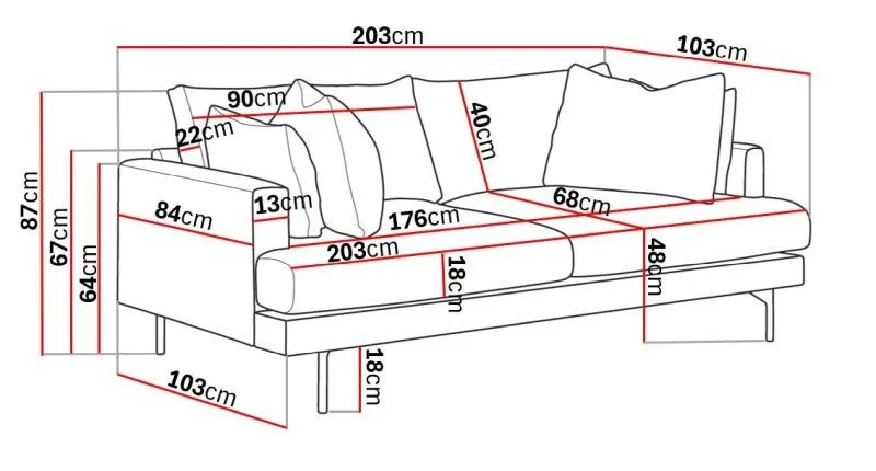Menard 3-seters Dyp Manchestersofa - Greige - Møbler - Sofaer - Sofa 3 seter