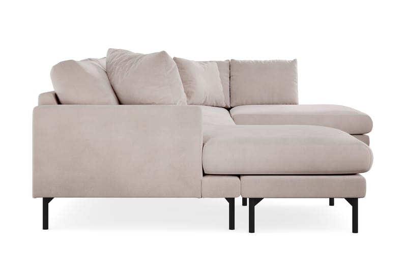 Menard 4-seters Høyrevendt Stor U-formet Dyp Sofa med Divan og Sjeselong i Fløyel - Beige - Møbler - Sofaer - Fløyel sofaer